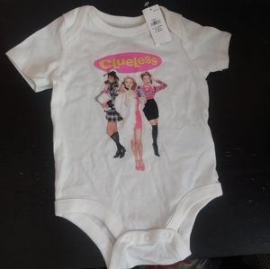 Baby GAP Clueless Movie White Printed Onesie One Piece Baby Suit Sz 6-12 Months